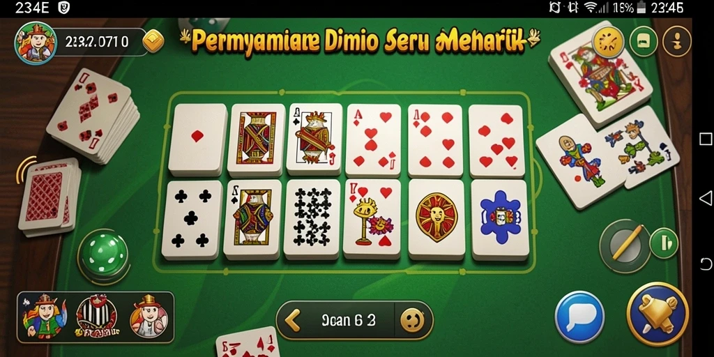 Tangkapan layar utama 234E menunjukkan gameplay Domino yang seru.