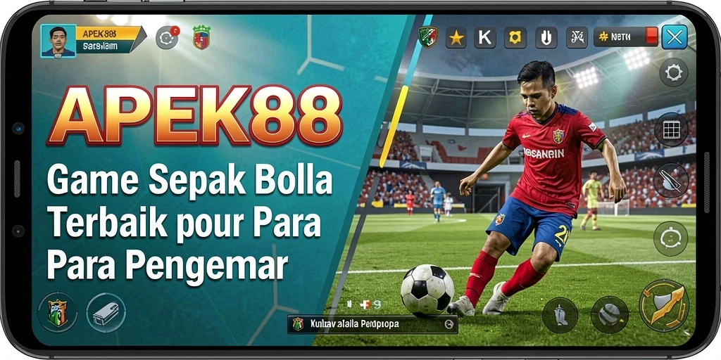 Tampilan gameplay menarik APEK88 dengan aksi sepak bola nyata.
