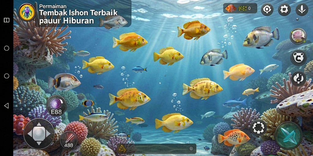 Tampilan gameplay seru dalam permainan Tembak Ikan E88.