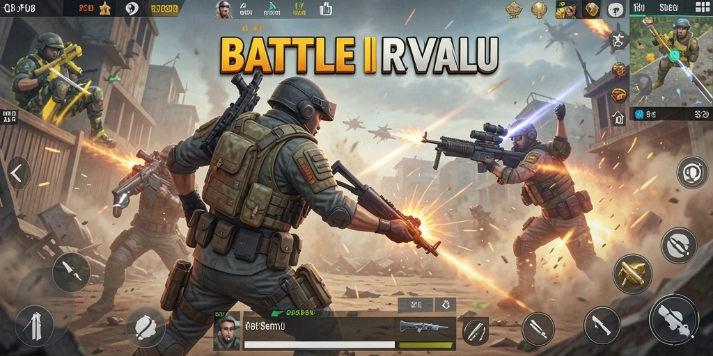 Tampilan gameplay seru dalam pertempuran Battle Royale.