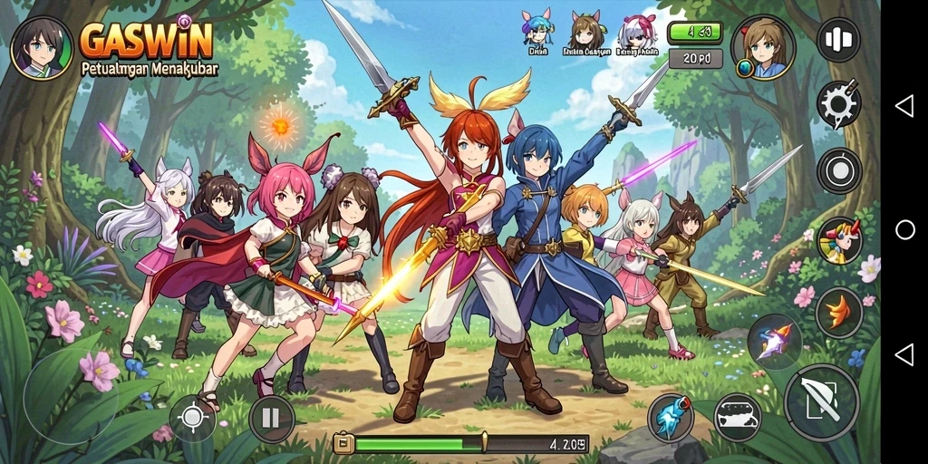 Tampilan gameplay GASWIN yang menakjubkan dan penuh aksi.