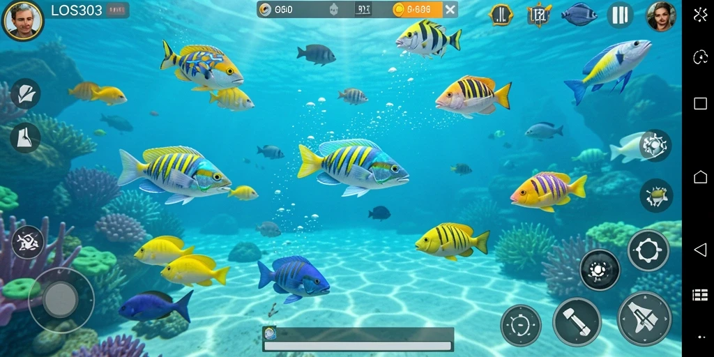 Gameplay menembak ikan yang seru dan interaktif.