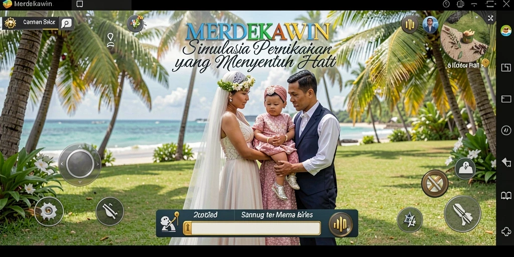 Tampilan gameplay MERDEKAWIN yang menampilkan karakter dan pilihan tema.