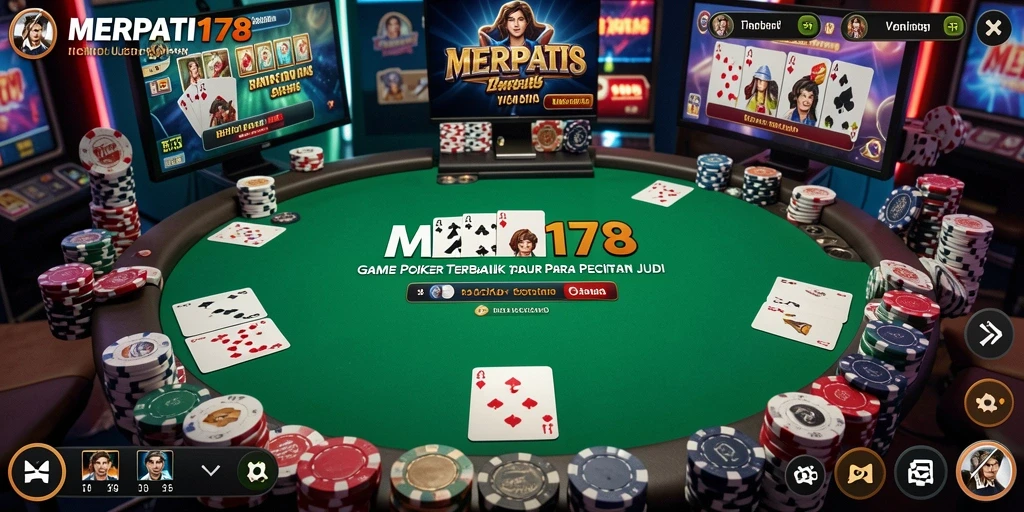 Tampilan antarmuka gameplay Poker yang menarik dan interaktif.