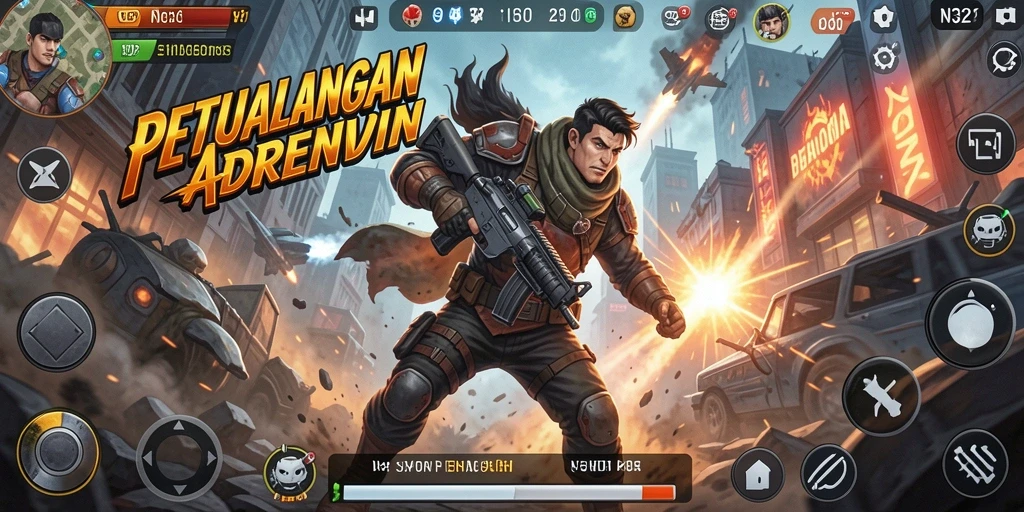 Tampilan aksi mendebarkan dari gameplay N32 saat melawan musuh.