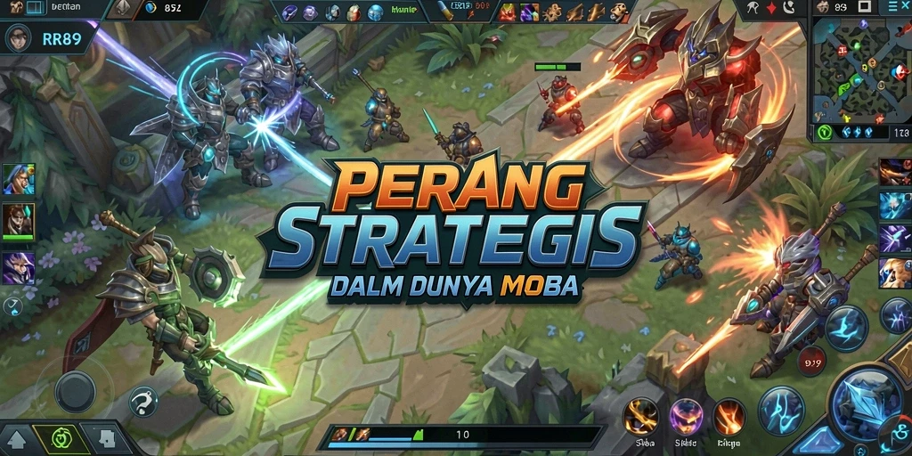 Tangkapan layar menampilkan aksi intens dalam pertarungan MOBA.