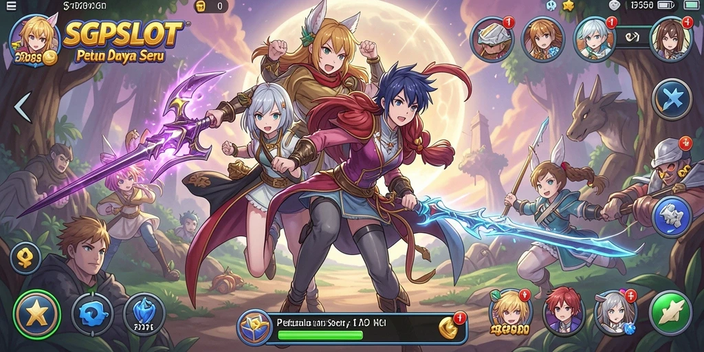 Tampilan gameplay SGPSLOT penuh warna dengan karakter Anime yang dinamis.
