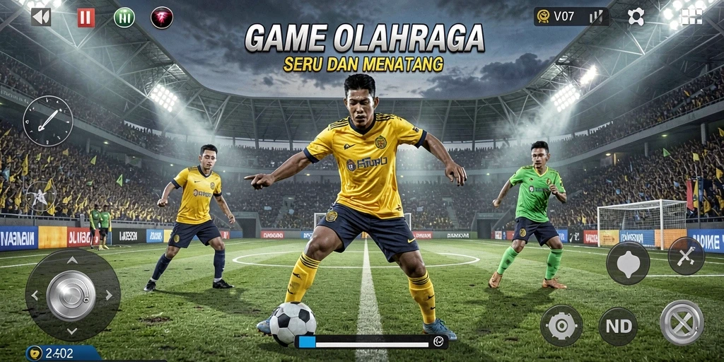 Screenshot gameplay V07 yang menampilkan aksi seru olahraga.