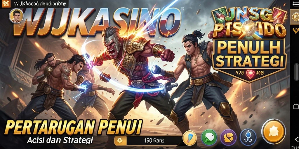 Screenshot WJKASINO menampilkan pertarungan intens di arena terbuka.